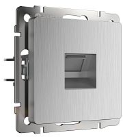 Розетка компьютерная без рамки Werkel 1-м. RJ45 5e серебряный рифленый картинка